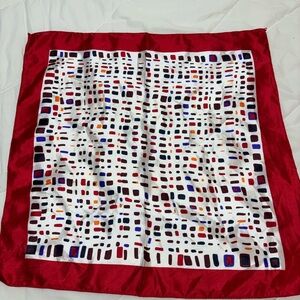 Red and White Geometric Pattern Scarf